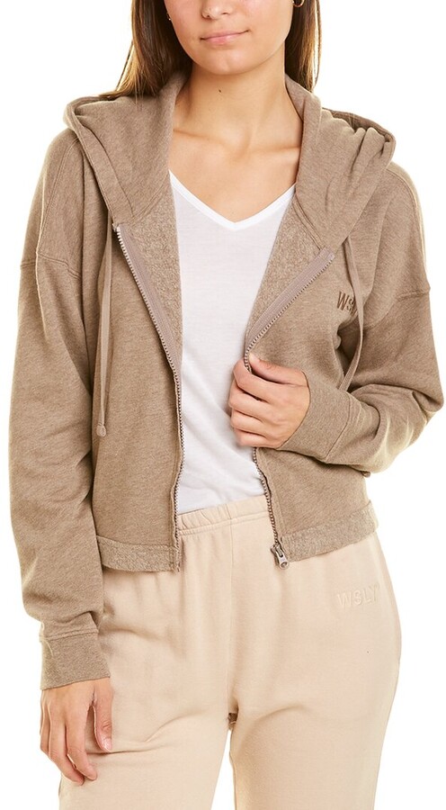 brown cropped zip up
