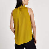 Thumbnail for your product : River Island Womens Yellow shirred high neck sleeveless top