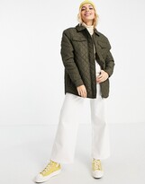 Thumbnail for your product : Brave Soul perkins diamond quilted jacket in khaki