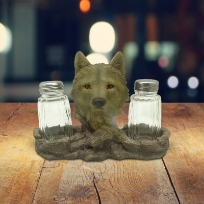 FC Design 6.75"W Wolf Salt & Pepper Shaker Holder