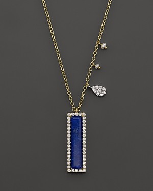 Meira T 14K Yellow Gold Lapis Pendant Necklace with Diamonds, 16