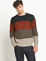 Thumbnail for your product : Goodsouls Mens Colourblock Cable Knit Jumper - Brown