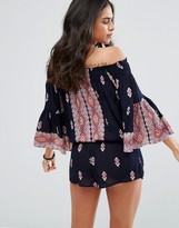 Thumbnail for your product : Raga Endless Love Off Shoulder Printed Romper