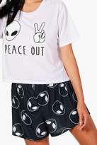 Thumbnail for your product : boohoo Lillie Peace Out Pj Short Set