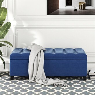 35.75 Rectangle Fabric Shoe Bench Storage Ottoman with Soft Sponge Cushion for Entryway or Living Room Grey 