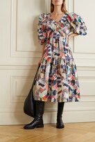 Thumbnail for your product : Sea Tiered Printed Cotton-poplin Midi Dress - Ivory