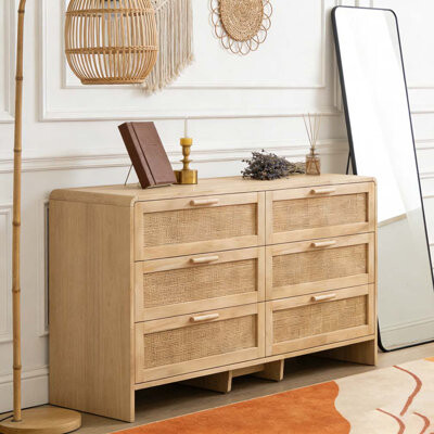Latitude Run 6-Drawers Rattan Storage Cabinet