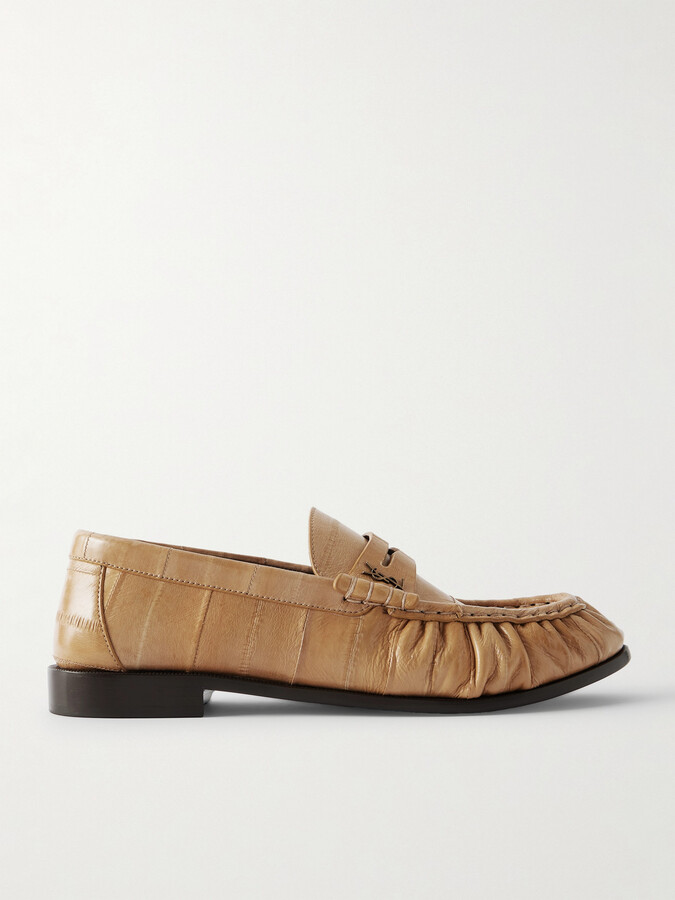 Saint Laurent Le Loafer Eel Loafers - Neutrals