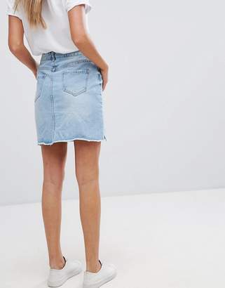 New Look Washed Denim Mom Skirt