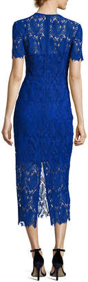 Diane von Furstenberg Short-Sleeve Tailored Overlay Midi Dress