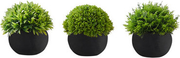 5" Tall Of 3 Fake Grass Plants In Black Pots For Indoor Table, Real - Look Decor Decorative Table Greenery: Artificial Pots, No Watering Required