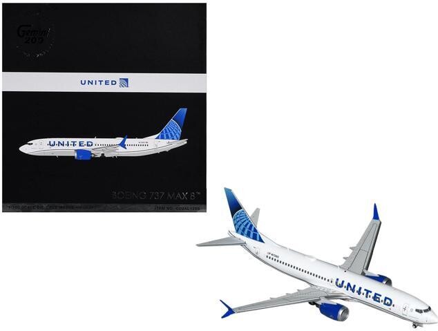 Boeing 737 MAX 8 Commercial Aircraft 'United Airlines' White with Blue 'Gemini 200' Series 1/200 Diecast Model by GeminiJets