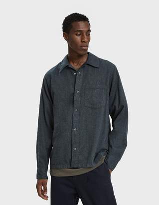 Acne Studios Button Up Flannel Shirt in Carbon Grey