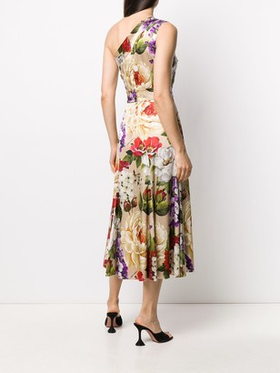 Dolce & Gabbana One-Shoulder Floral Print Dress