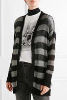 Thumbnail for your product : Karl Lagerfeld Paris Striped Metallic Stretch-knit Cardigan - Black