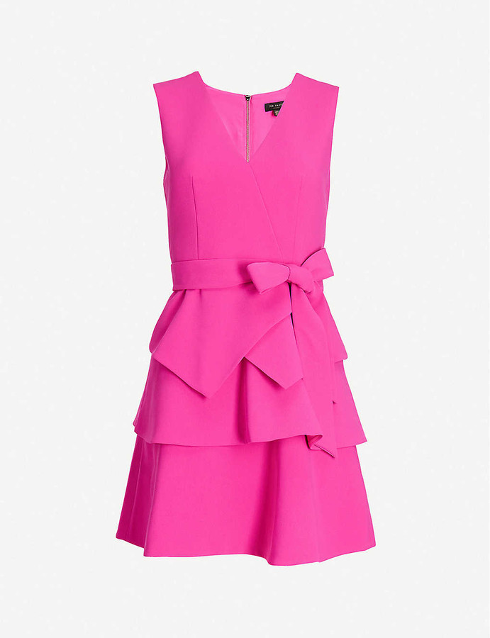 Ted Baker Reinah tiered stretch-twill mini dress - ShopStyle