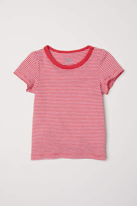 H&M Puff-sleeved Jersey Top - Red