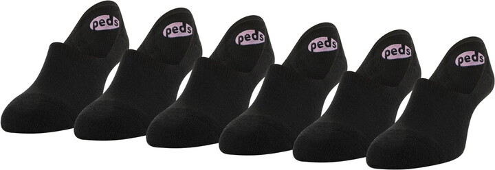 Peds Women’s Cushion Heel and Toe Mid Cut Liner Socks, Shoe Sizes 5-10 and 8-12, 6 Pairs