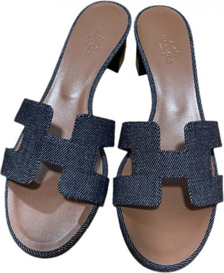 Replica Hermes Oasis Sandals In Sapphire Epsom Leather