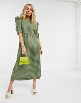 Thumbnail for your product : Topshop cross back midi dress in lime gingham