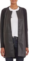 Thumbnail for your product : M.PATMOS Leather-Front Wool Coat-Black