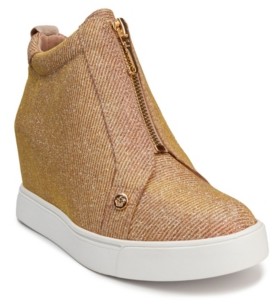 silver glitter wedge sneakers