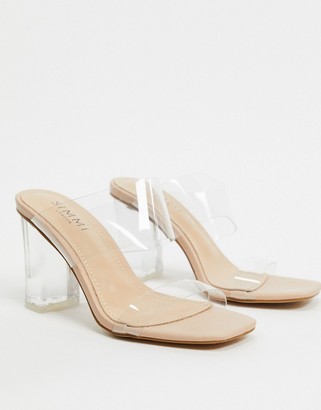 simmi london kimana white croc clear detail heeled sandals
