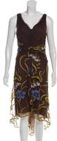 Thumbnail for your product : Melinda Eng Mesh-Accented Midi Dress brown Melinda Eng Mesh-Accented Midi Dress
