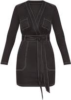 Thumbnail for your product : PrettyLittleThing Black Contrast Stitching Utility Bodycon Dress