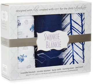Swankie Blankie 3-Piece Swaddle Blanket Set, Blue