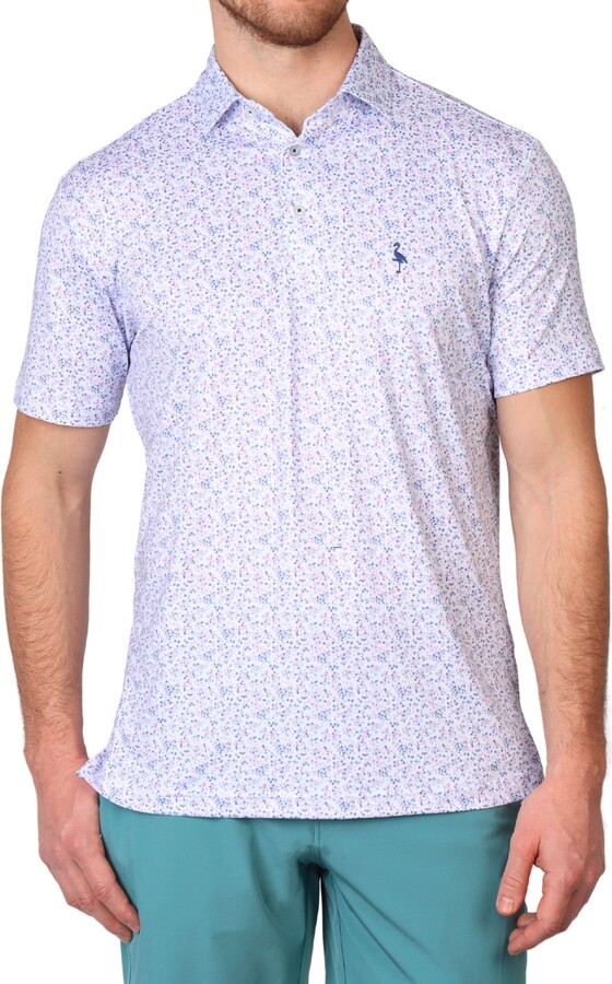 Tailorbyrd Ditsy Floral Print Performance Polo