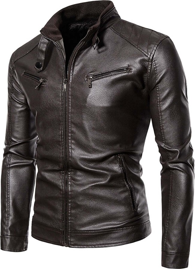 HAOLEI Leather Jacket Mens - ShopStyle