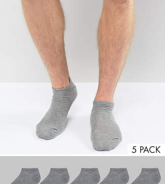 ASOS Design Sneaker Socks In Grey 5 Pack Save