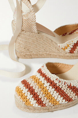 Castaner + Net Sustain Carina 80 Canvas And Crochet-knit Wedge Espadrilles  - Neutrals - ShopStyle