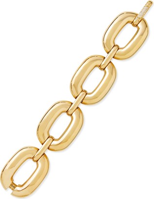 Roberto Coin Bold Yellow Gold Large-Link Bracelet with Diamond Clasp