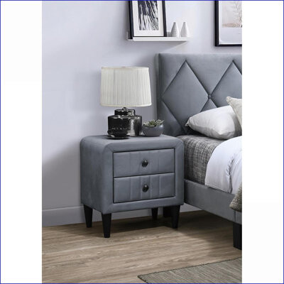 Latitude Run Velvet Modern Nightstand with 2 Drawers â€“ Bedroom Furniture