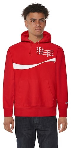 red and white champion sweatshirt