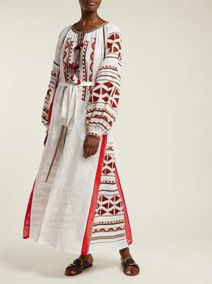 Vita Kin - Chestnut Blossoms Embroidered Linen Maxi Dress - Womens - White Multi
