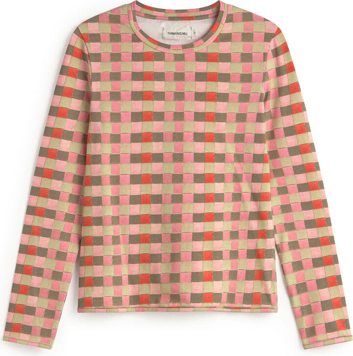 Thinking Mu Pink Checkered Brisa Top