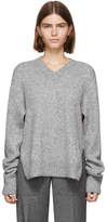 Thumbnail for your product : Helmut Lang Grey Wool and Alpaca Brushed V-Neck Tie Sleeve Sweater