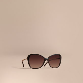 Burberry Check Detail Butterfly Frame Sunglasses