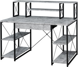 17 Stories Gray Work Desk With Open Shelf - Functional And Visually Attractive Versatile Drawer Shelves Meet Your Needs