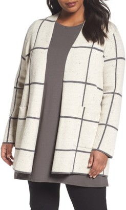 Eileen Fisher Plus Size Women's Long Check Knit Jacket