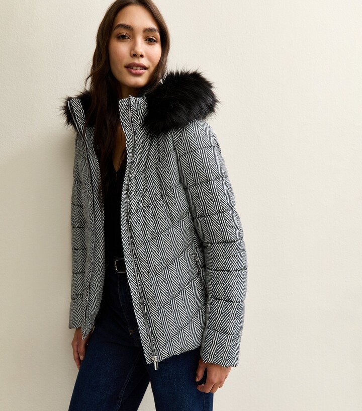 Black Puffer Coat With Fur Hood ShopStyle AU