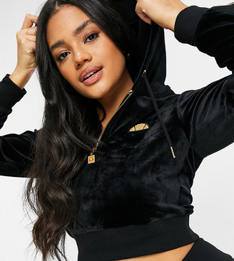 Ellesse crop half zip hoodie in black and gold - exclusive to ASOS -  ShopStyle