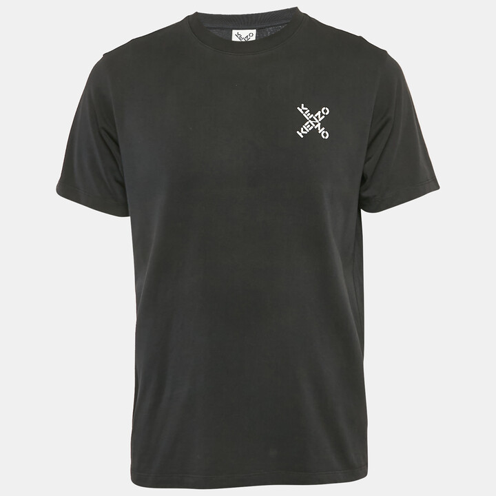 Kenzo Black Logo Print Cotton Crew Neck T-Shirt L
