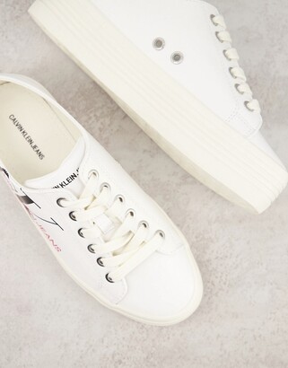 Calvin Klein Jeans zesley flatform trainers in white - ShopStyle