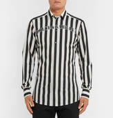 Thumbnail for your product : Dolce & Gabbana Slim-Fit Logo-Print Striped Cotton-Poplin Shirt - Men - Black