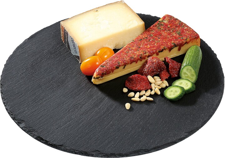 Cilio Slate Serving Board for Cheese and Appetizers, Round, 11.8-Inch