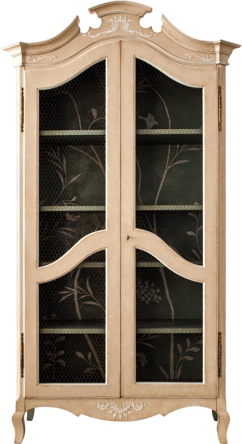 Porte Italia 18th Century Hand-painted Venetian Style Light Taupe & Green Padua Armoire